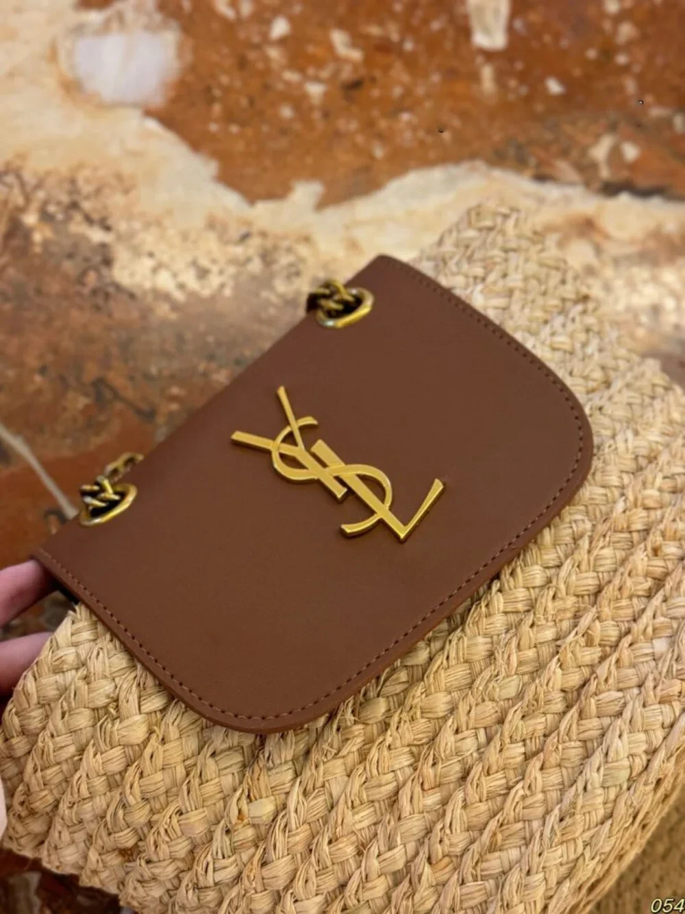 🌙Yves Saint Laurent 🌙straw woven tote bag 16x15cm